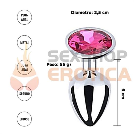 Plug de metal SMALL con joya rosa